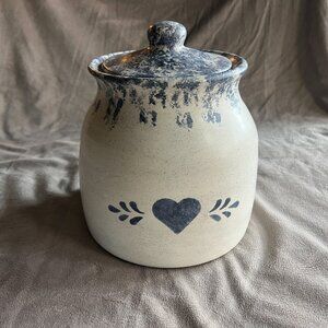 Vintage Canister White and Blue Spongeware